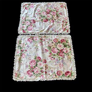 Cottage Core American Living Farmhouse Sateen Floral Pillow Shams Eyelet Trim 2